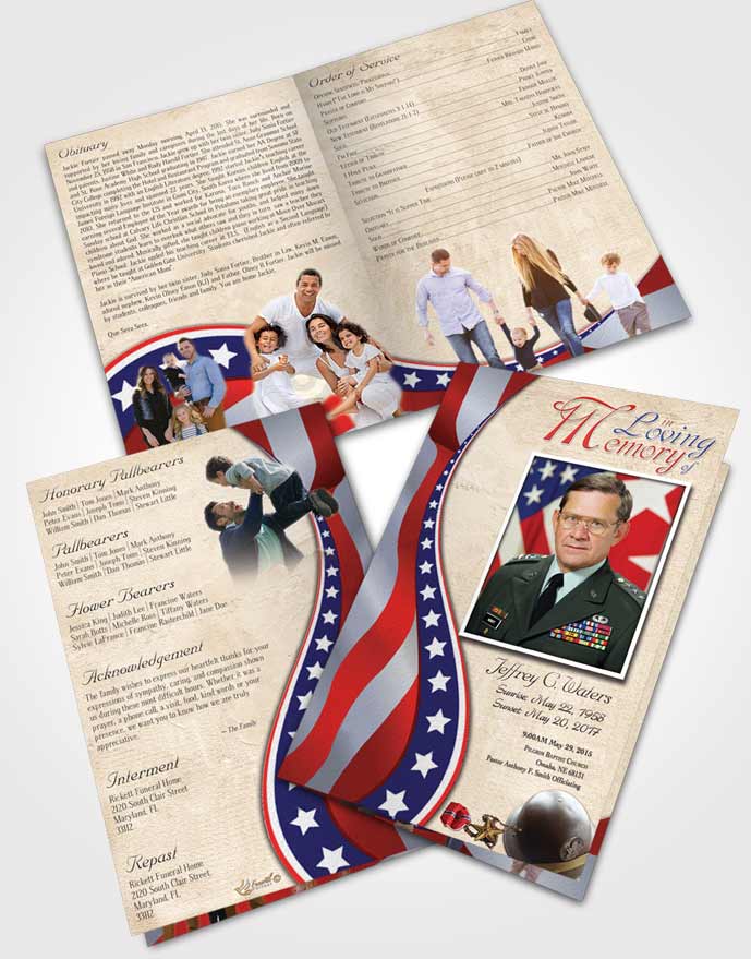 Bifold Order Of Service Obituary Template Brochure Cheerful Military Honors