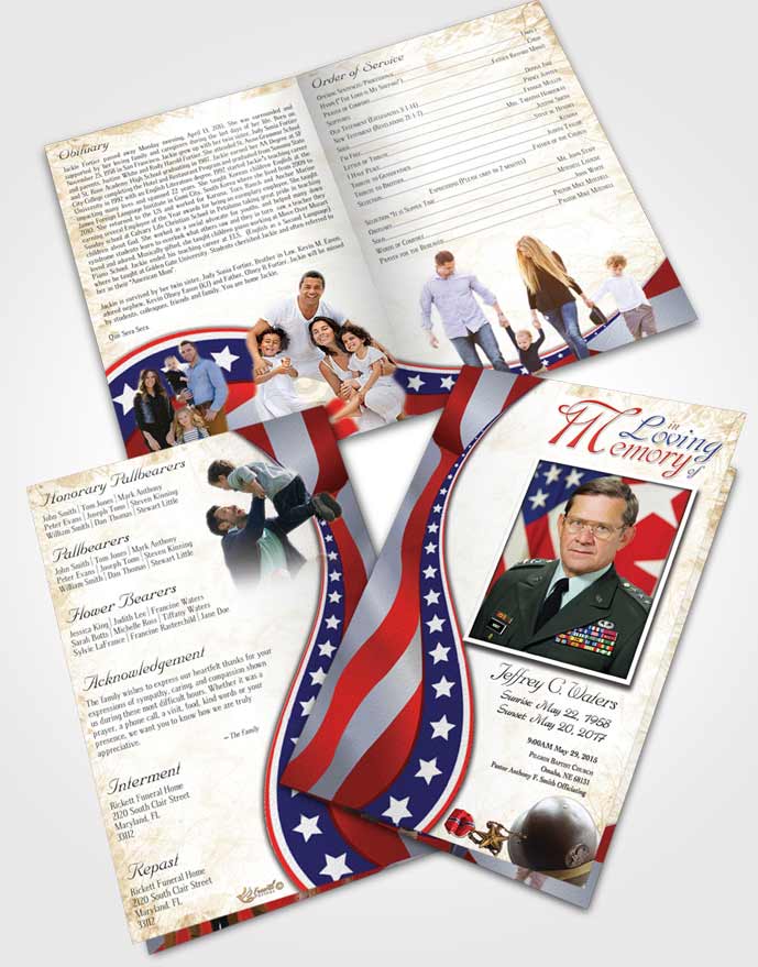 Bifold Order Of Service Obituary Template Brochure Early Military Honors