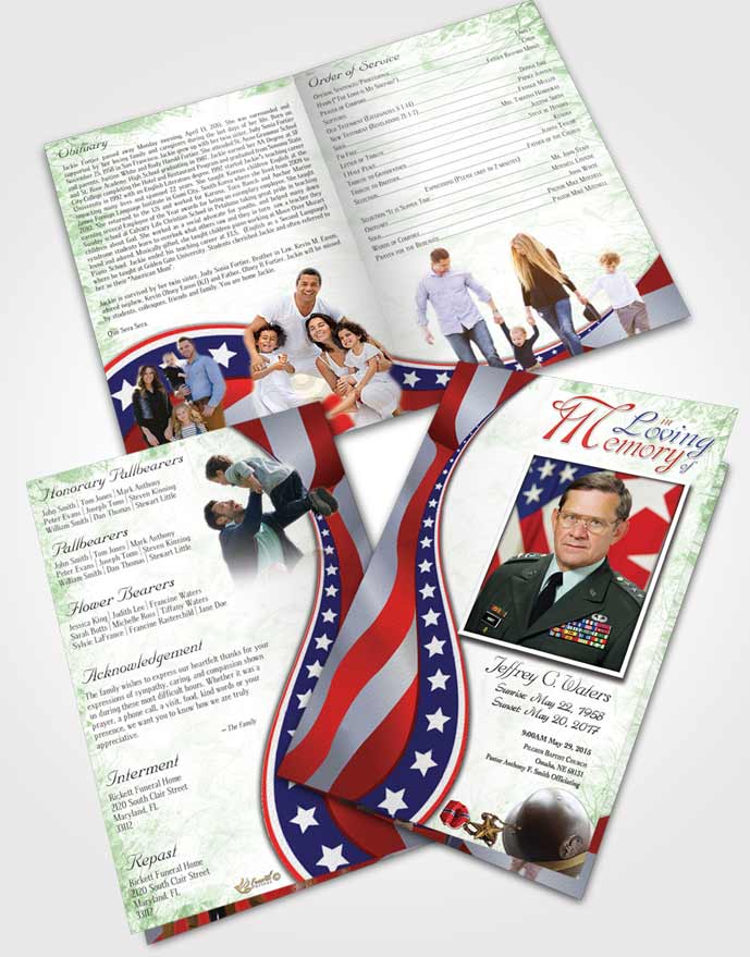 Bifold Order Of Service Obituary Template Brochure Evening Military Honors