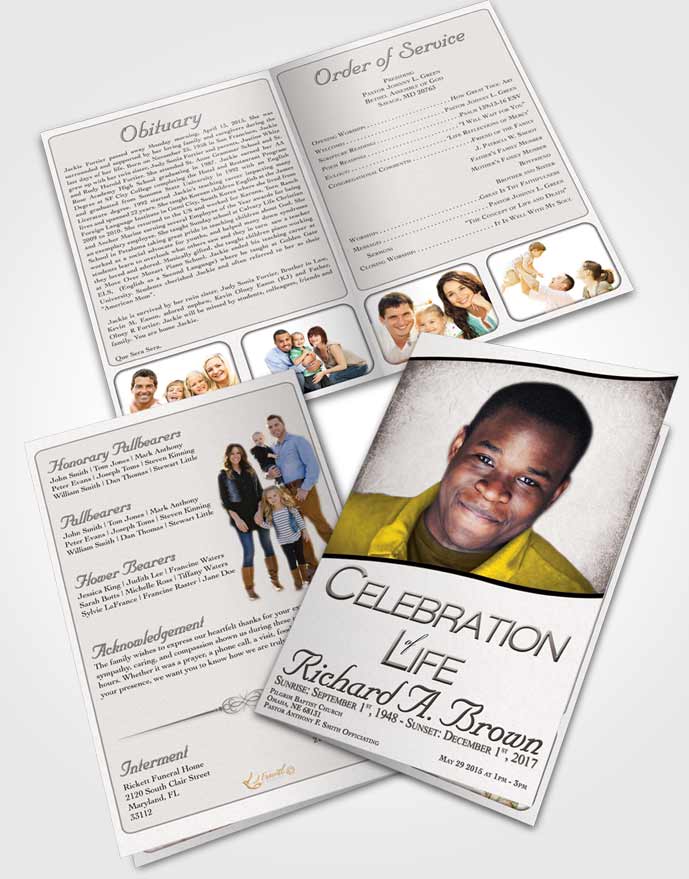 Bifold Order Of Service Obituary Template Brochure Free Bliss