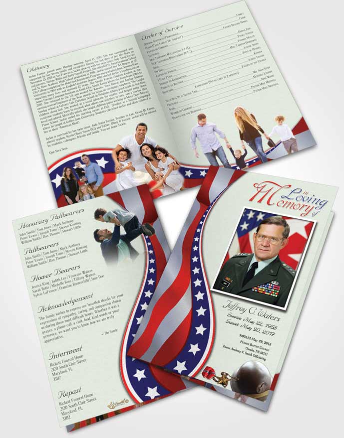 Bifold Order Of Service Obituary Template Brochure Heavenly Military Honors