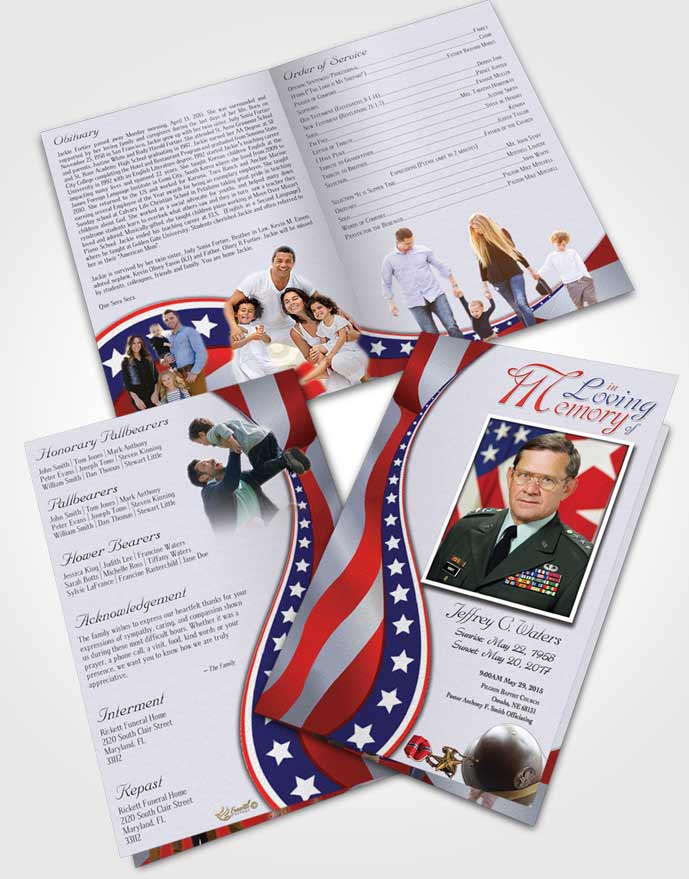 Bifold Order Of Service Obituary Template Brochure Loving Military Honors