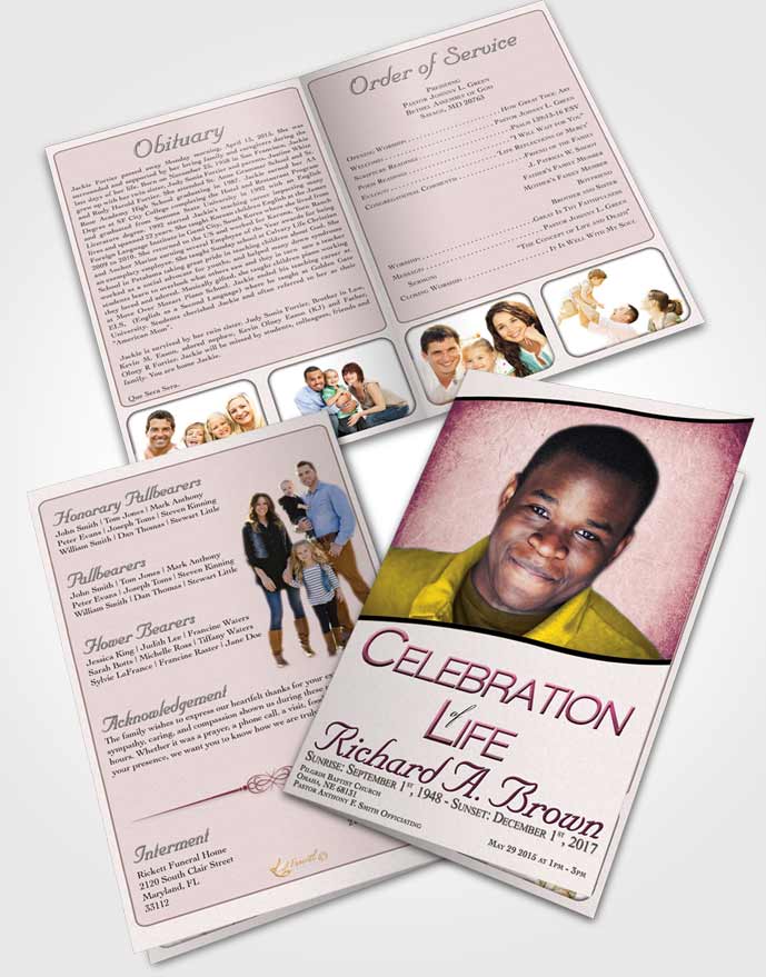 Bifold Order Of Service Obituary Template Brochure Misty Bliss