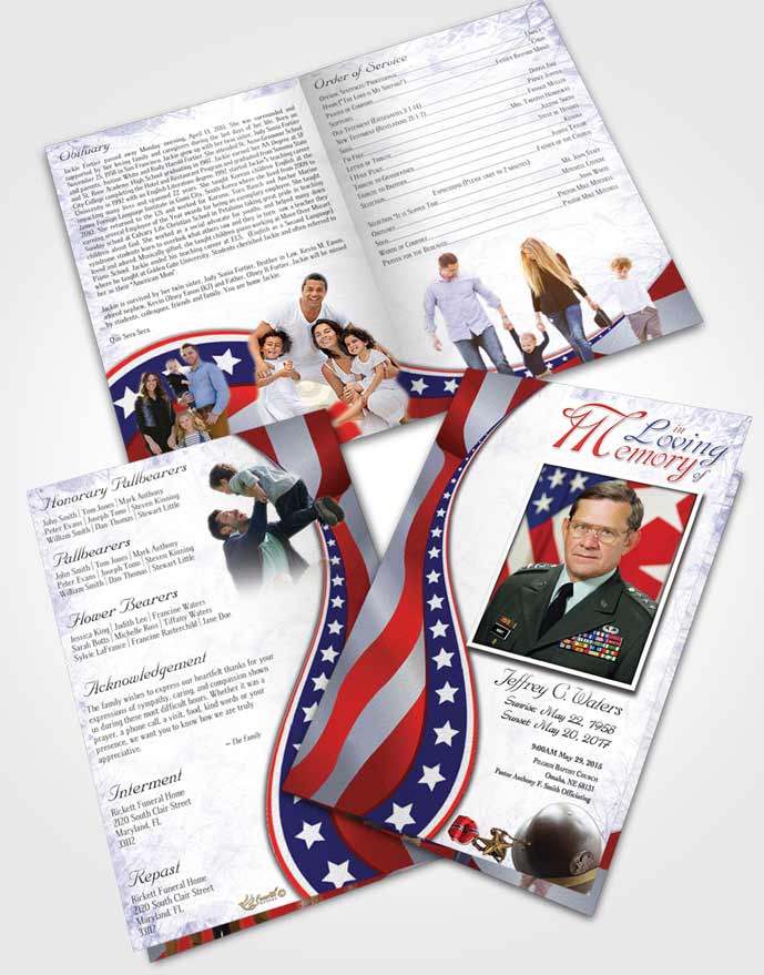 Bifold Order Of Service Obituary Template Brochure Morning Military Honors