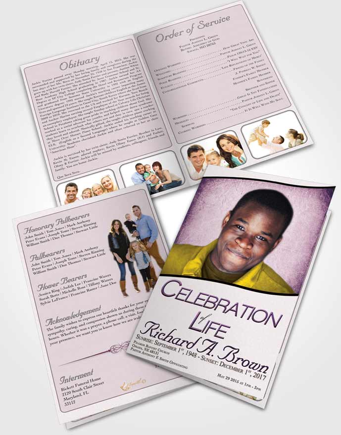 Bifold Order Of Service Obituary Template Brochure Ocean Bliss