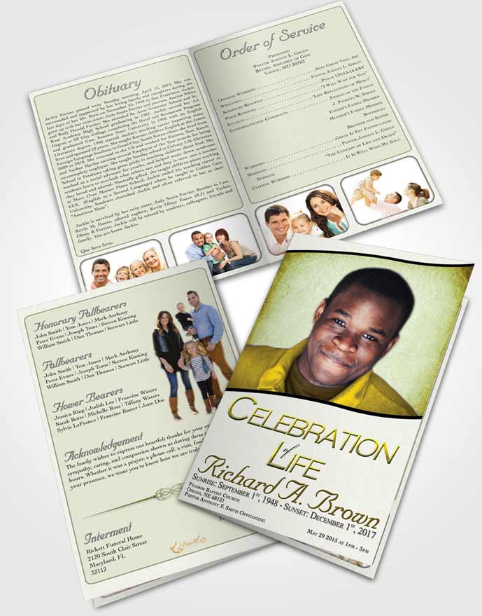 Bifold Order Of Service Obituary Template Brochure Peaceful Bliss