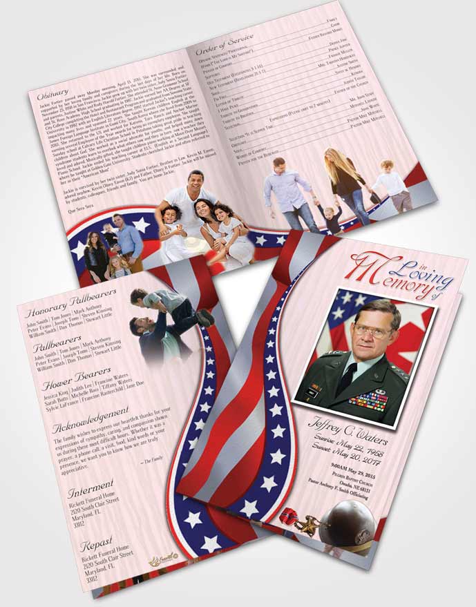 Bifold Order Of Service Obituary Template Brochure Peaceful Military Honors