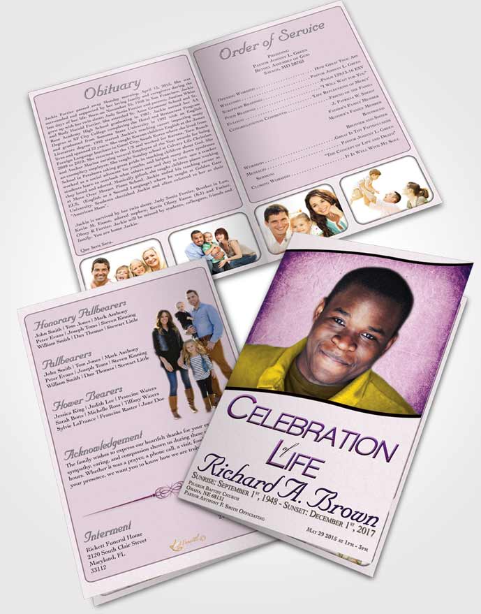 Bifold Order Of Service Obituary Template Brochure Summer Bliss