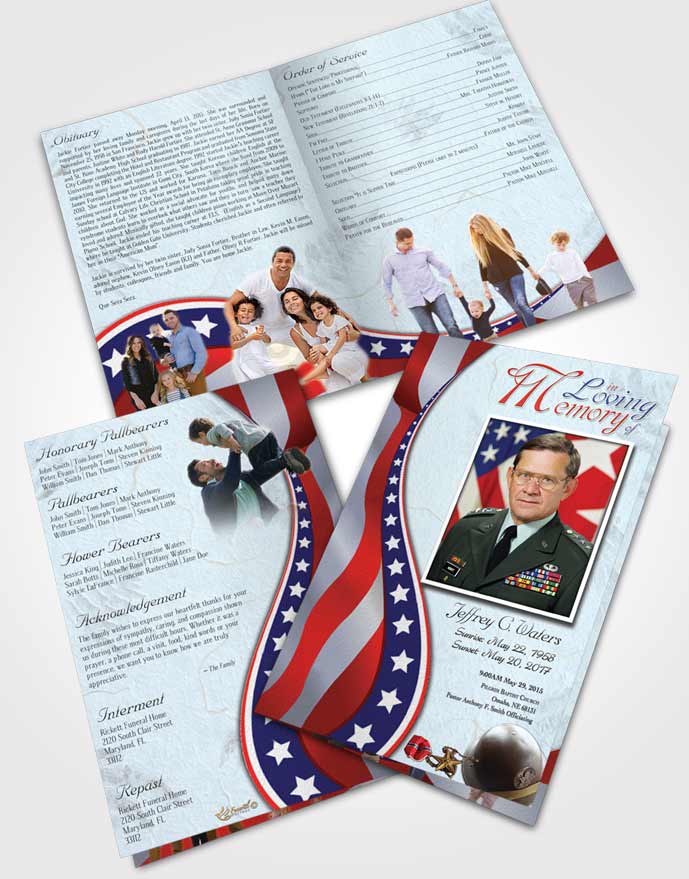 Bifold Order Of Service Obituary Template Brochure Sunny Military Honors