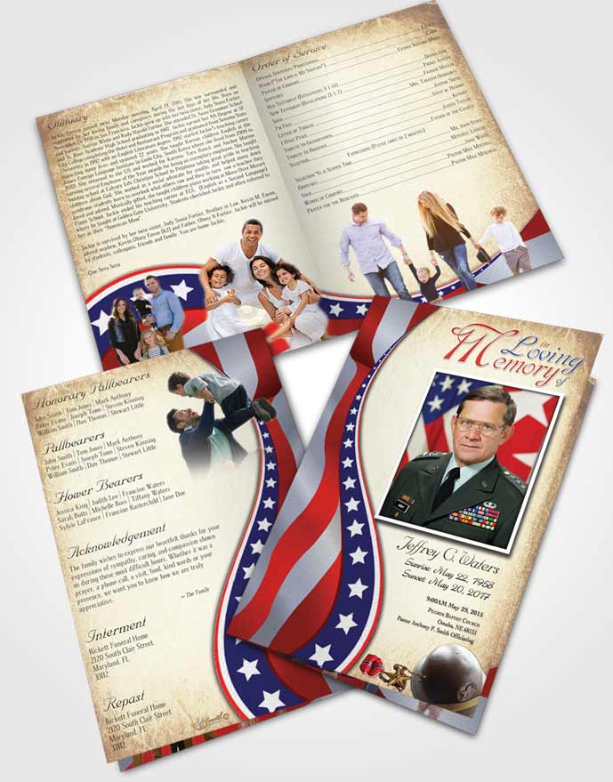 Bifold Order Of Service Obituary Template Brochure Tranquil Military Honors