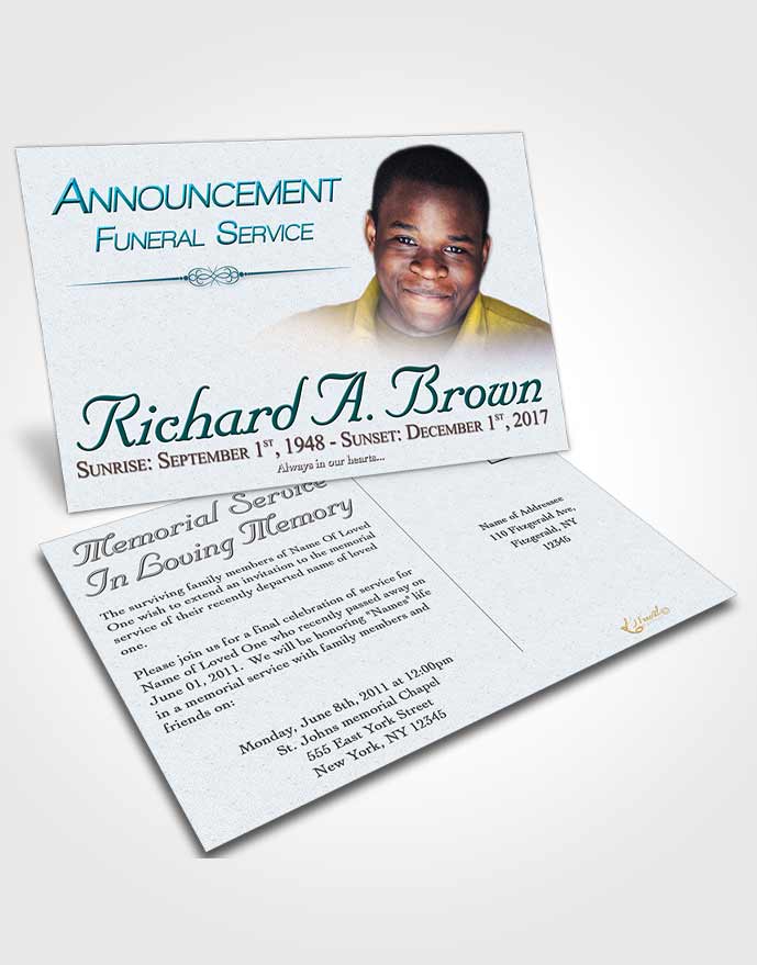 Funeral Announcement Card Template Afternoon Bliss
