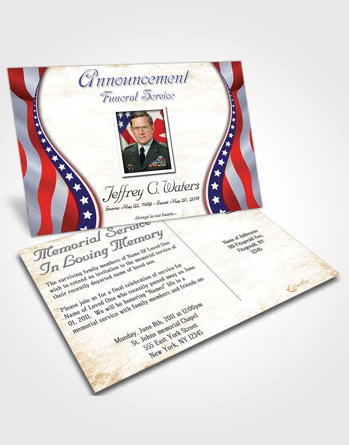 Funeral Prayer Card Template Early Military Honors