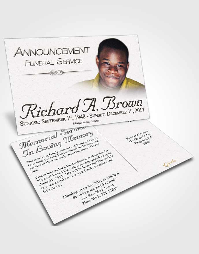 Funeral Announcement Card Template Free Bliss