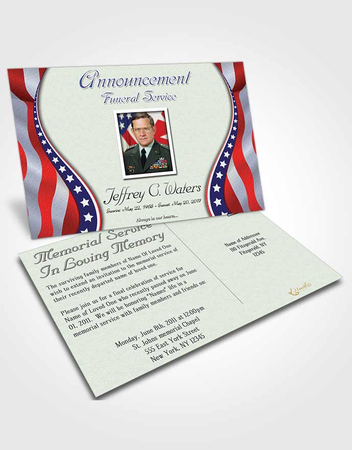 Funeral Prayer Card Template Heavenly Military Honors
