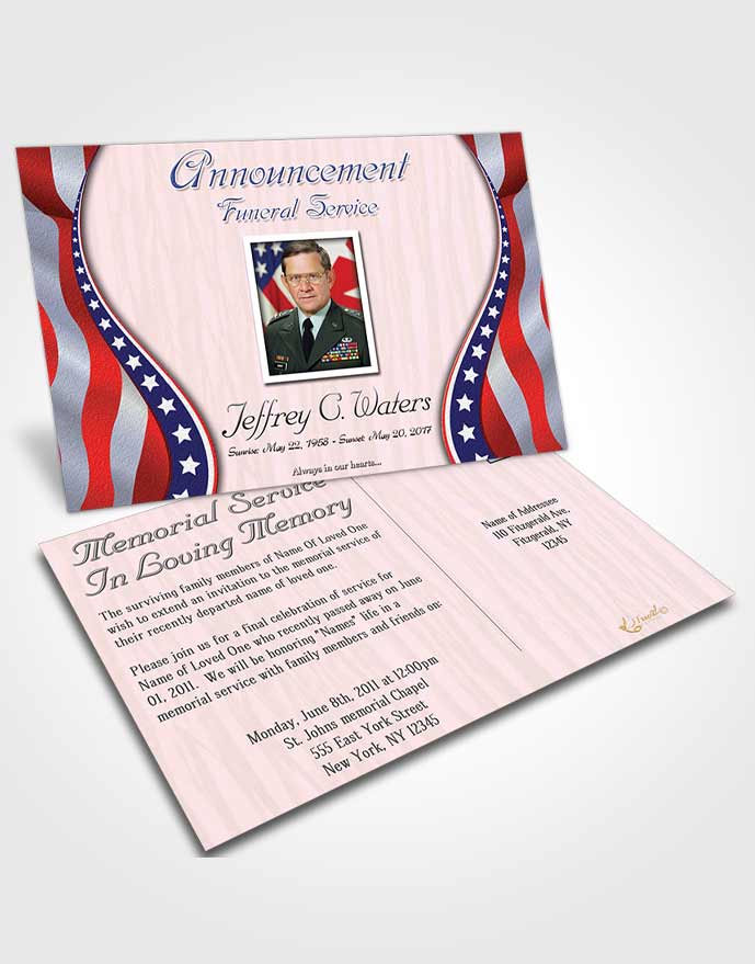 Funeral Prayer Card Template Peaceful Military Honors