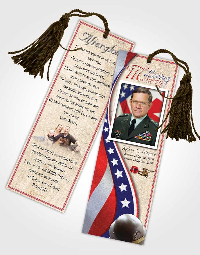 Funeral Bookmark Template Cheerful Military Honors