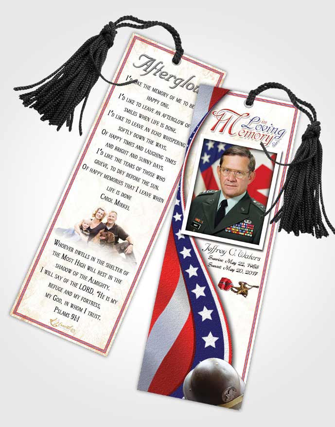 Funeral Bookmark Template Early Military Honors
