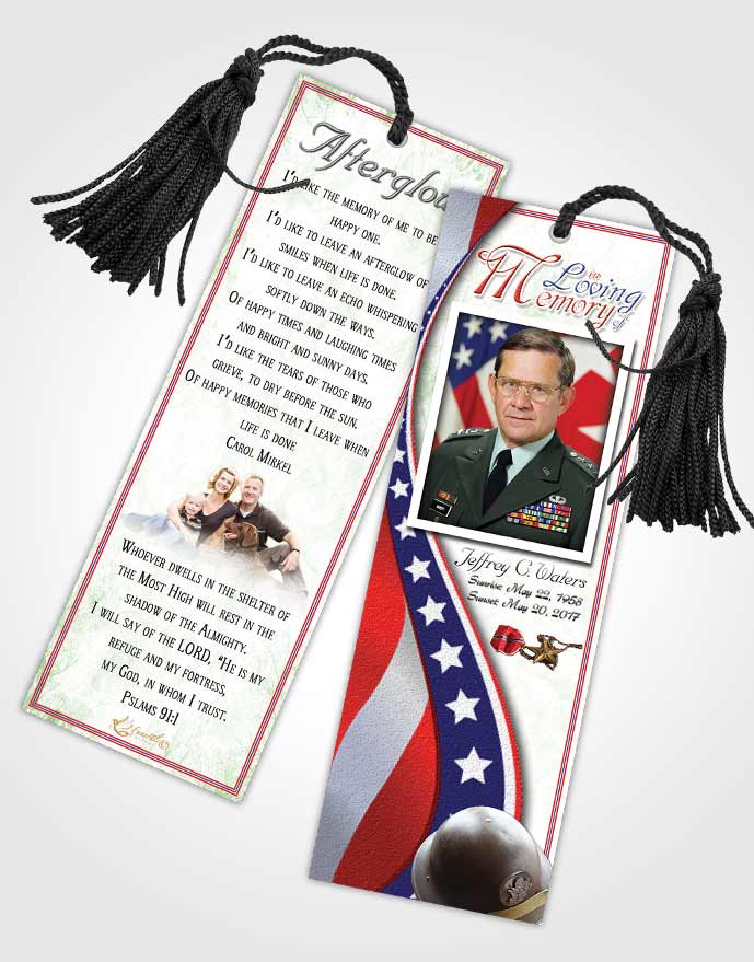 Funeral Bookmark Template Evening Military Honors