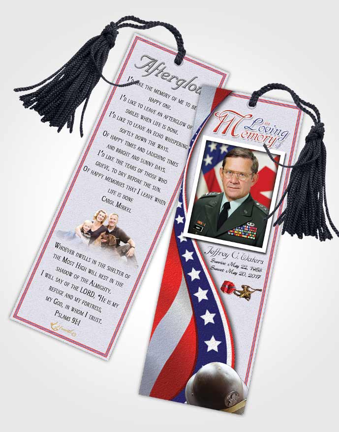 Funeral Bookmark Template Loving Military Honors