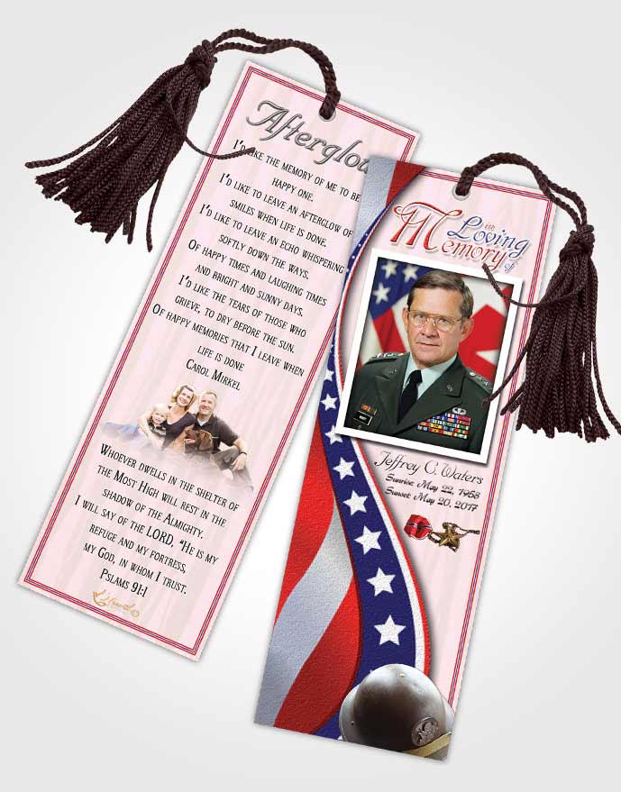 Funeral Bookmark Template Peaceful Military Honors