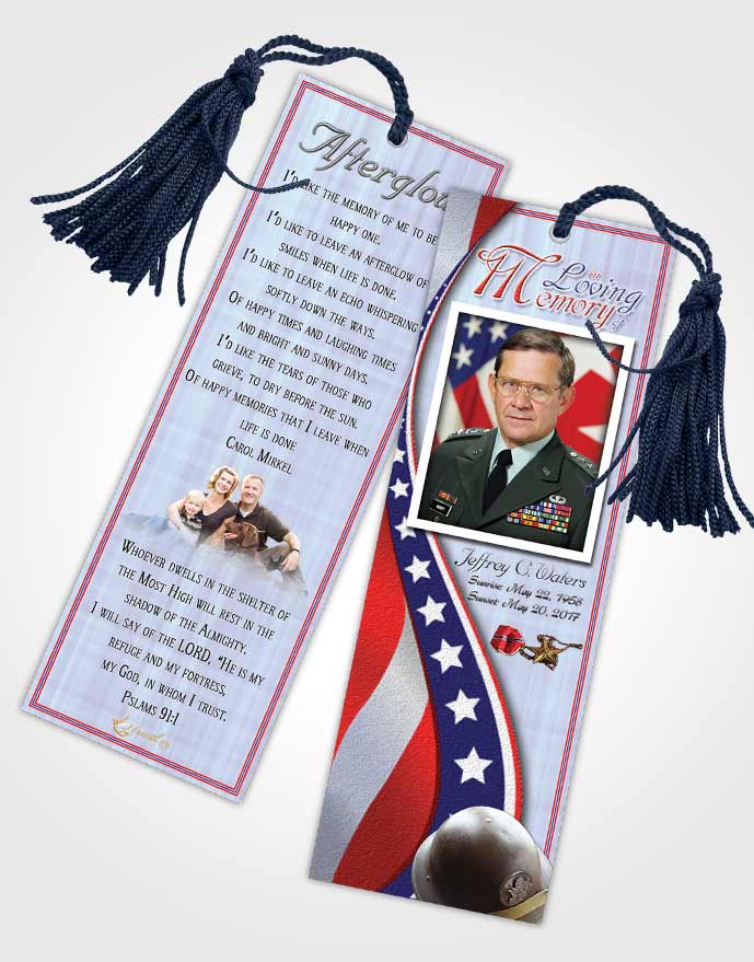 Funeral Bookmark Template Serene Military Honors