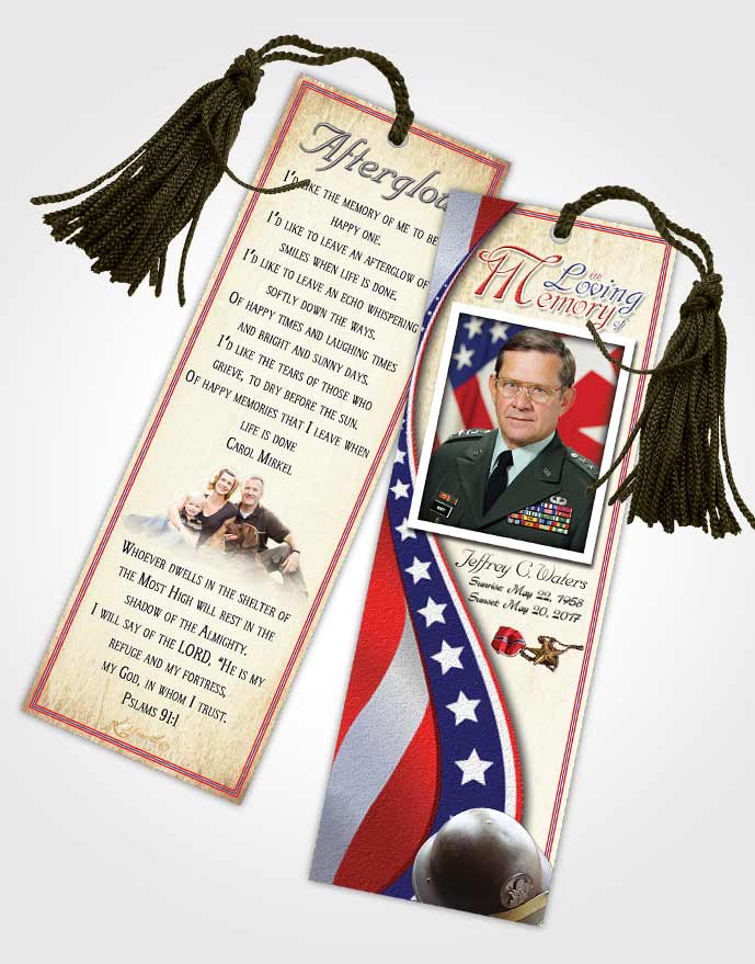 Funeral Bookmark Template Tranquil Military Honors