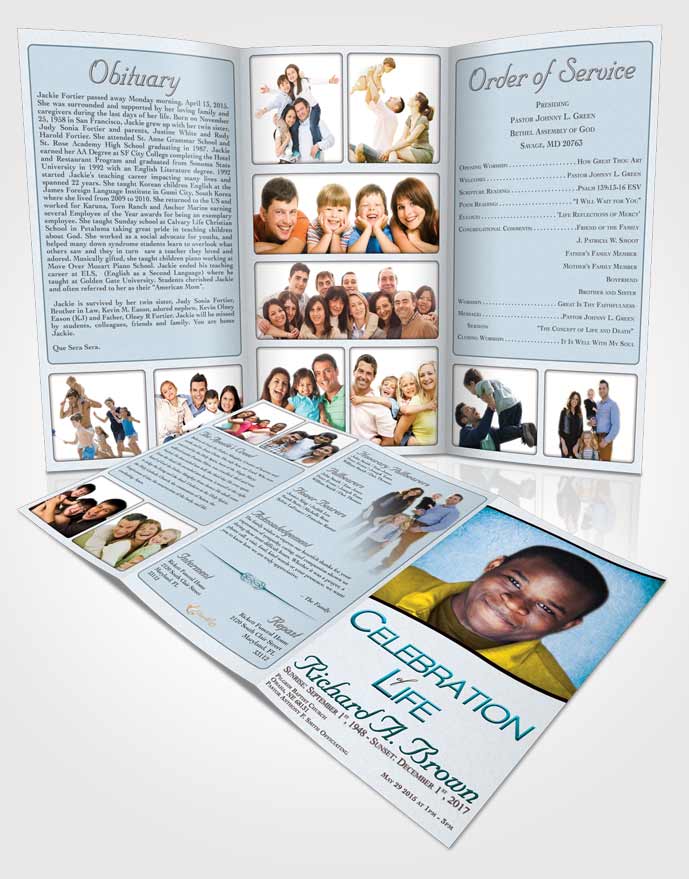 Obituary Template Trifold Brochure Afternoon Bliss