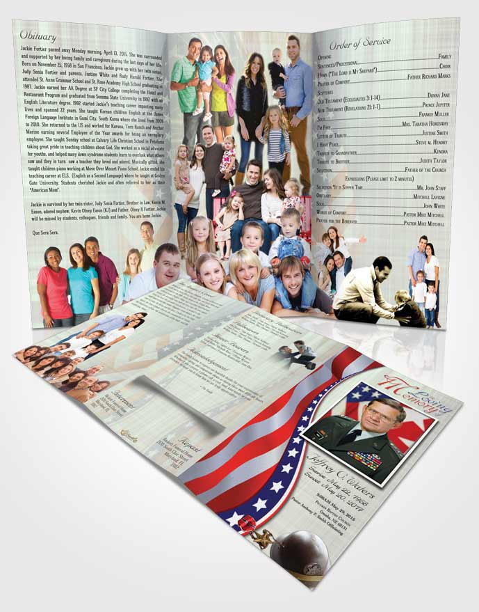 Obituary Template Trifold Brochure Blissful Military Honors