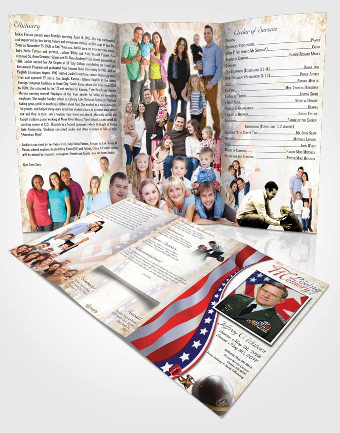 Obituary Template Trifold Brochure Early Military Honors