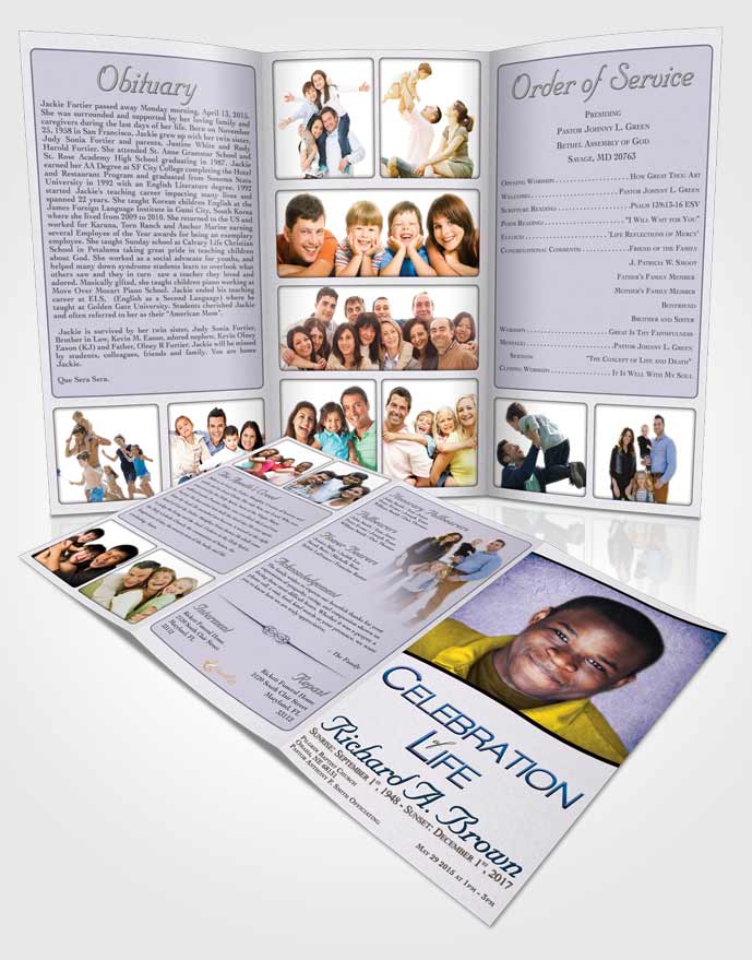 Obituary Template Trifold Brochure Evening Bliss