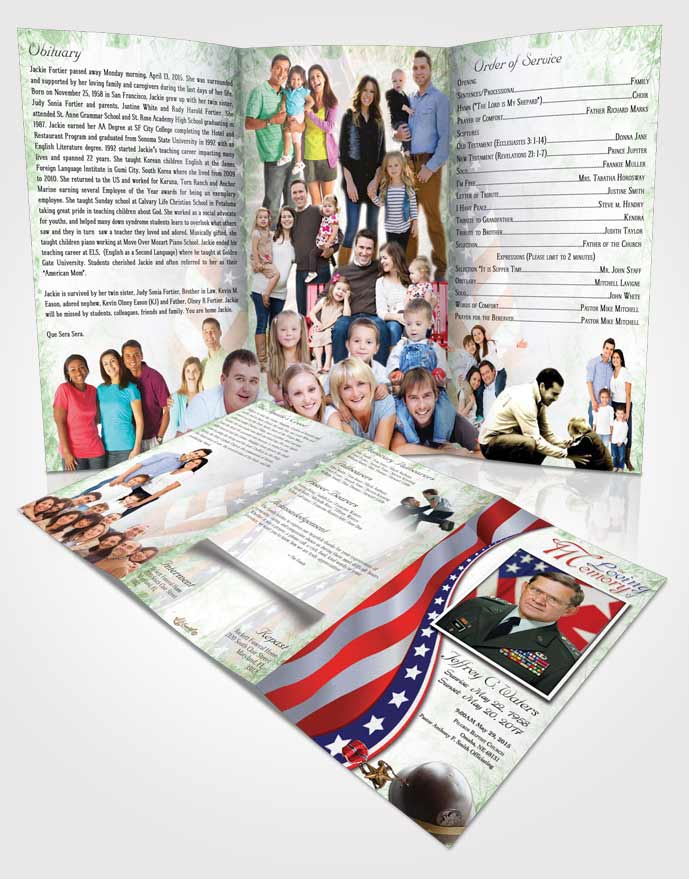 Obituary Template Trifold Brochure Evening Military Honors