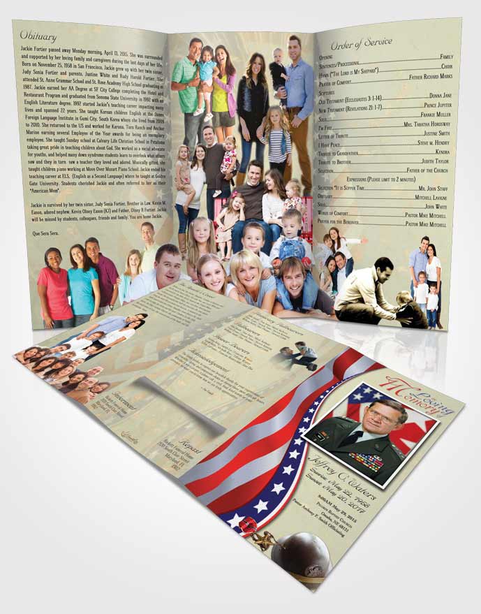 Obituary Template Trifold Brochure Faithful Military Honors