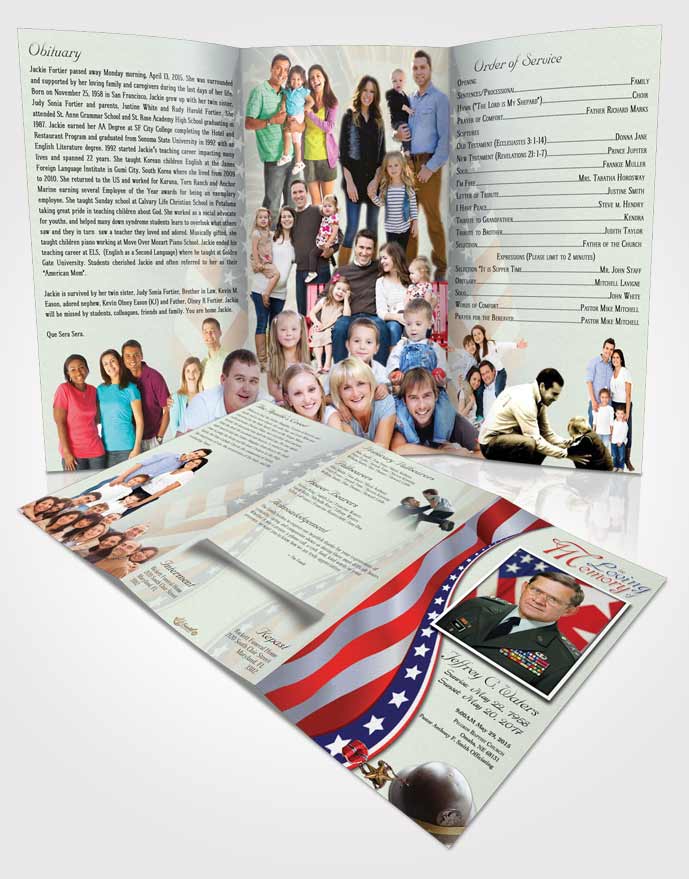 Obituary Template Trifold Brochure Heavenly Military Honors