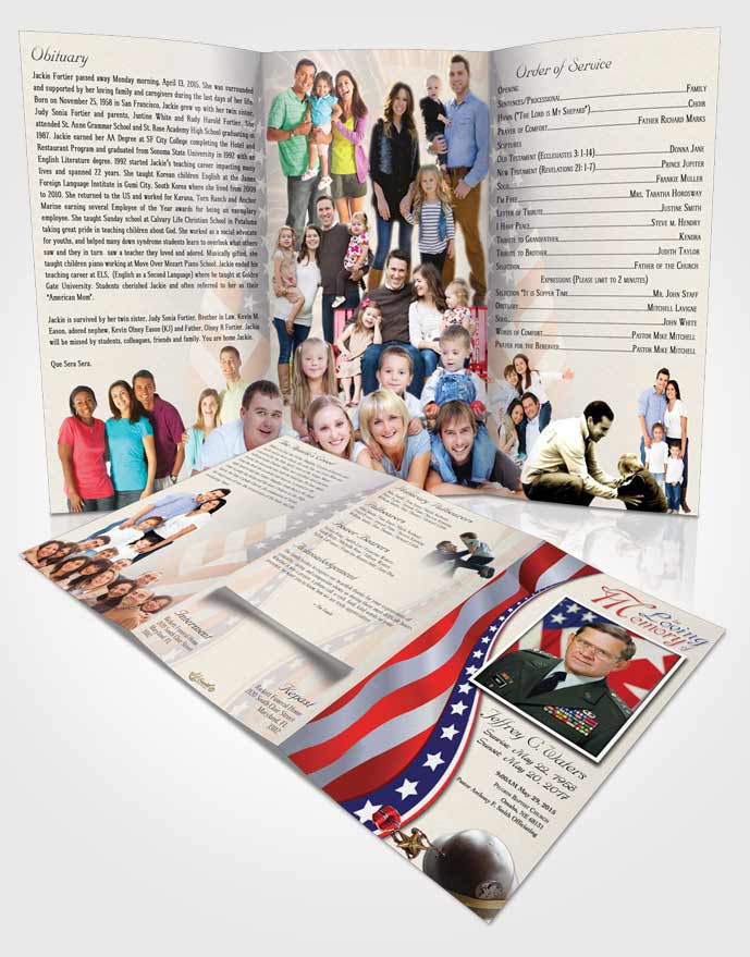 Obituary Template Trifold Brochure Joyful Military Honors