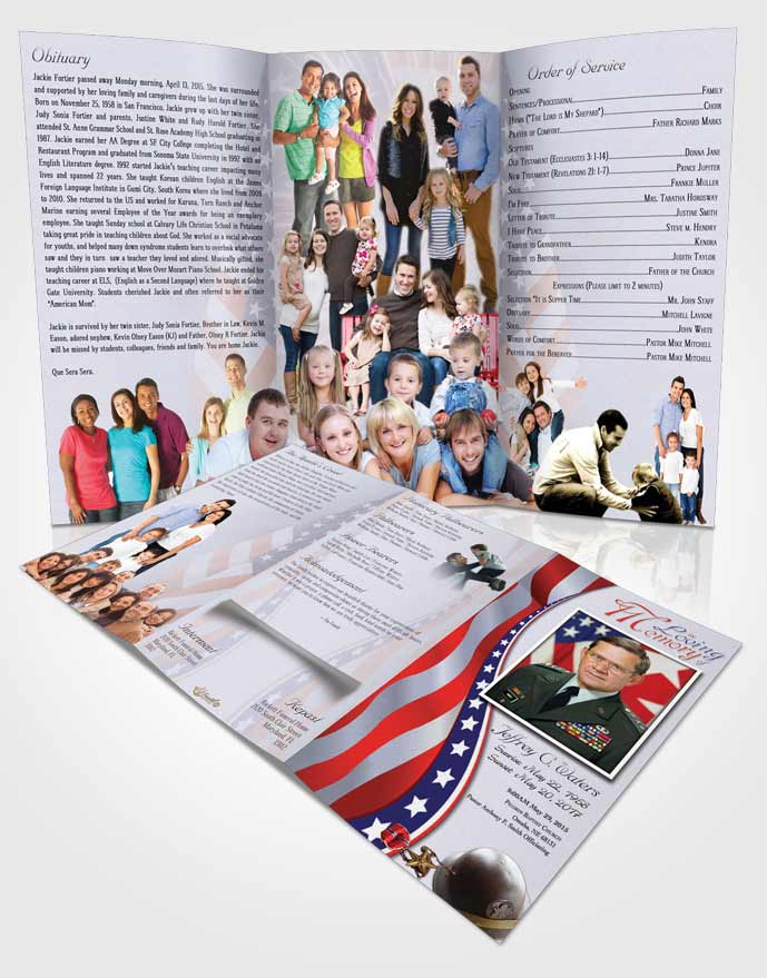 Obituary Template Trifold Brochure Loving Military Honors