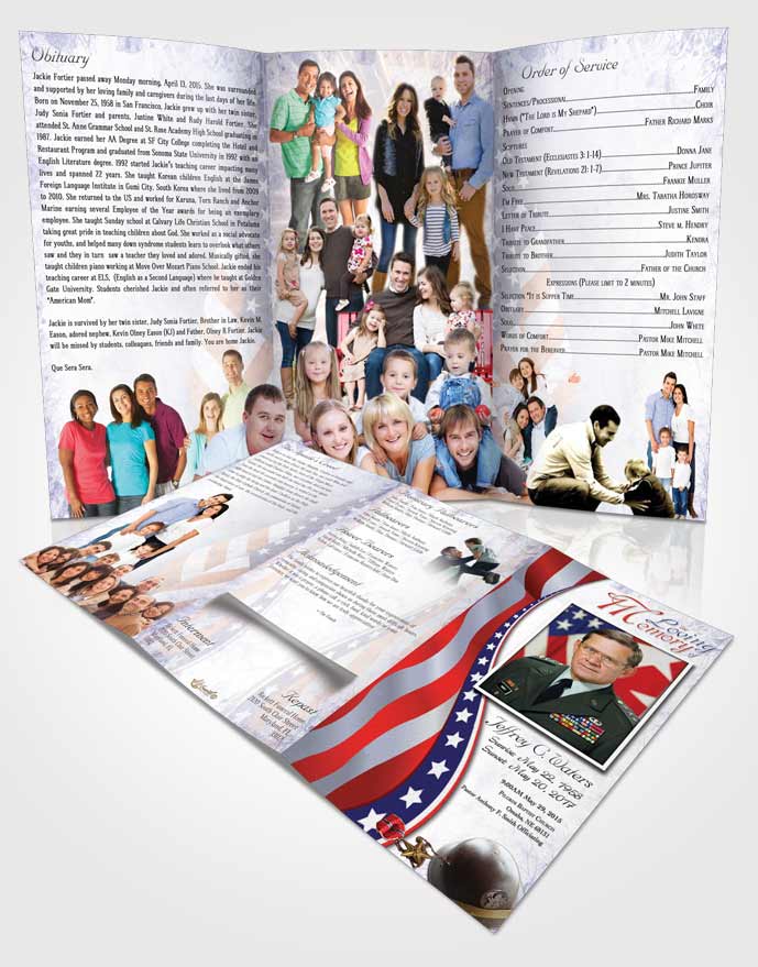 Obituary Template Trifold Brochure Morning Military Honors