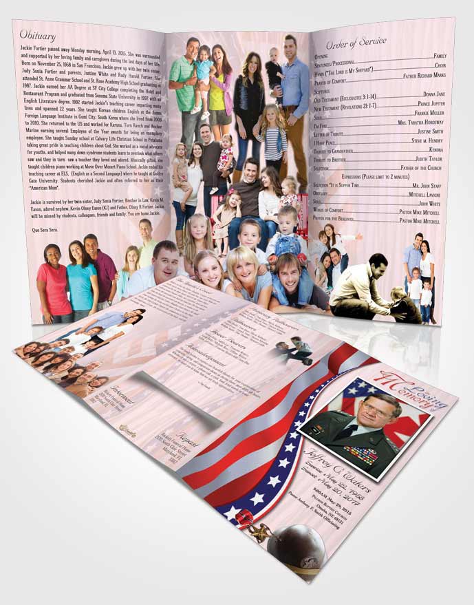 Obituary Template Trifold Brochure Peaceful Military Honors