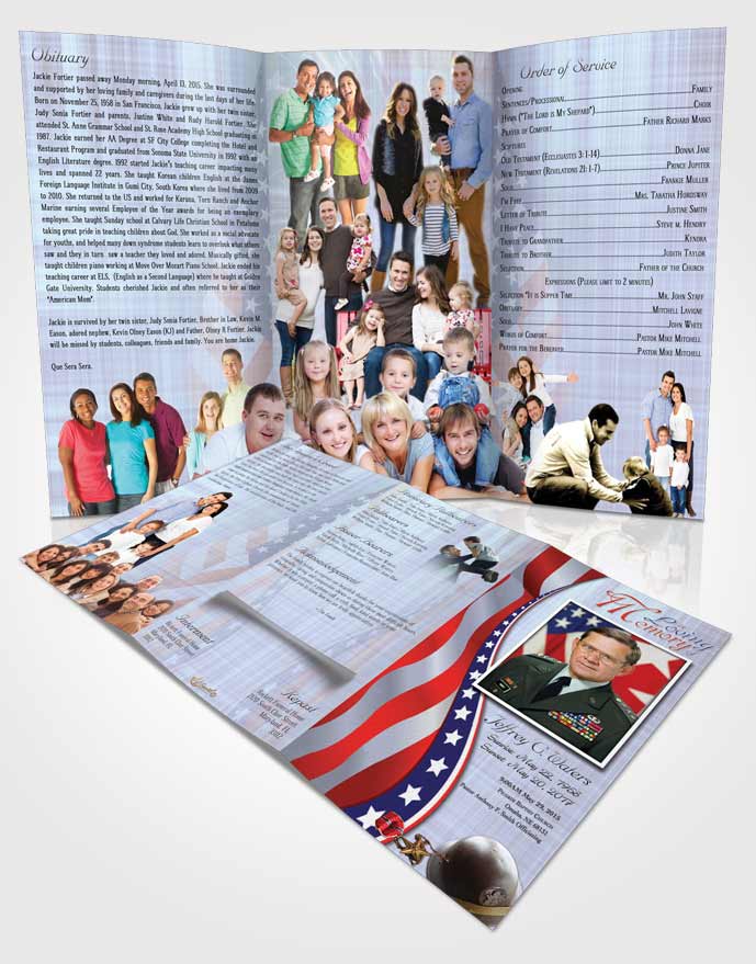 Obituary Template Trifold Brochure Serene Military Honors
