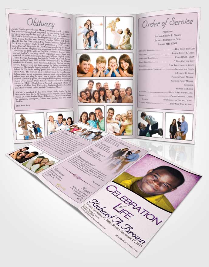 Obituary Template Trifold Brochure Summer Bliss