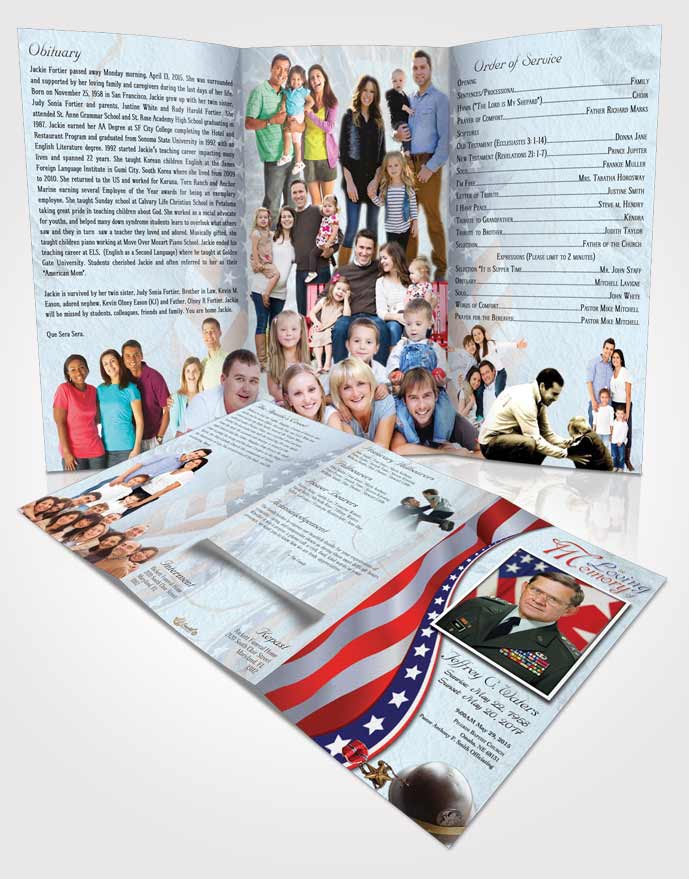 Obituary Template Trifold Brochure Sunny Military Honors