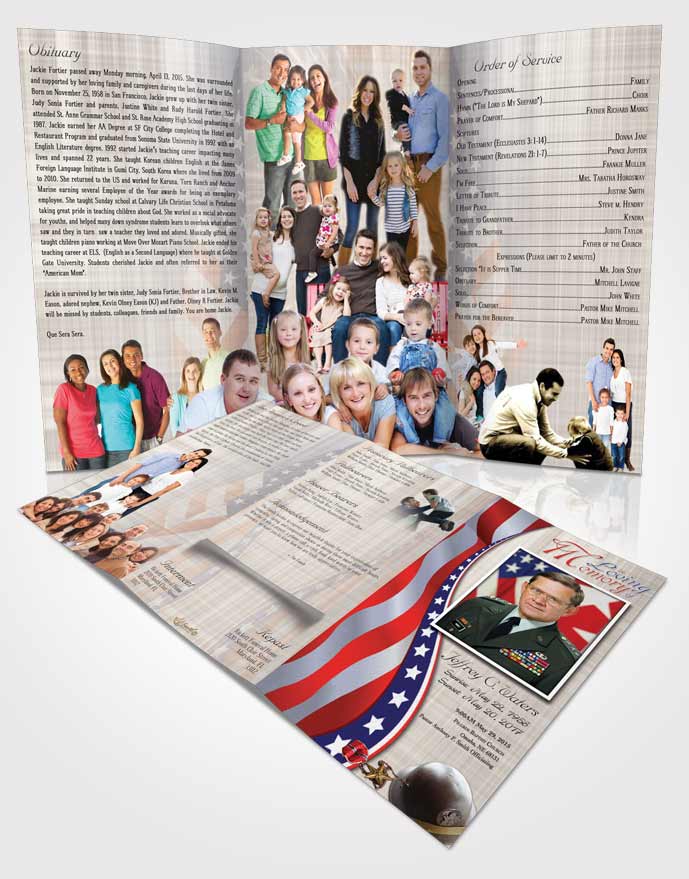Obituary Template Trifold Brochure Sweet Military Honors