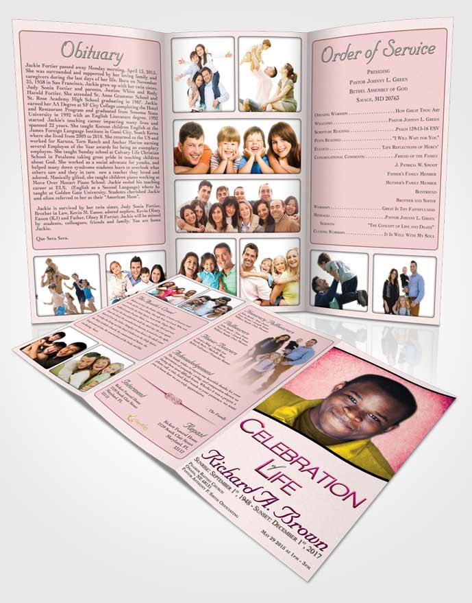 Obituary Template Trifold Brochure Winter Bliss