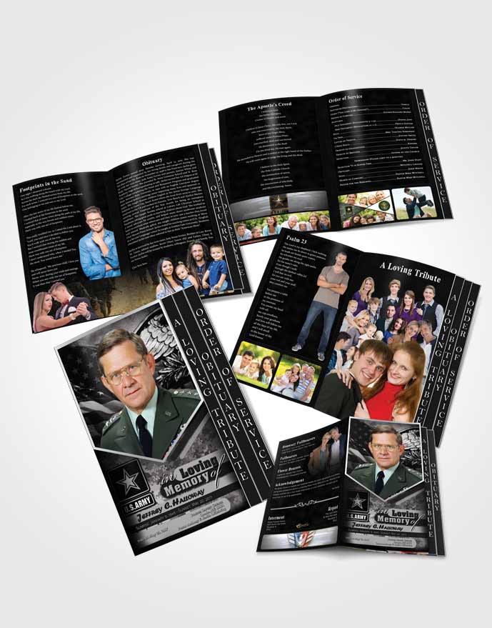 4 Page Grad Obituary Template Brochure 2nd Army Soldier Freedom