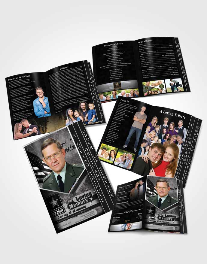 4 Page Grad Obituary Template Brochure 3rd Army Soldier Freedom