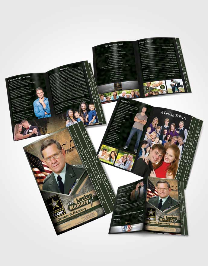 4 Page Grad Obituary Template Brochure 3rd Army Soldier Serenity