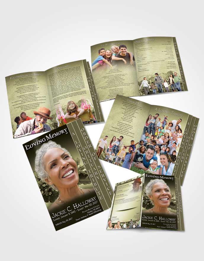 4 Page Graduated Step Fold Obituary Template Brochure A Beautiful Rustic Bouquet