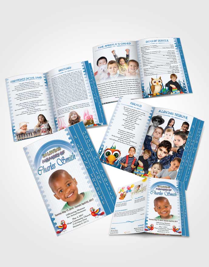 4 Page Graduated Step Fold Obituary Template Brochure A Childs Passing Midnight Jasmine