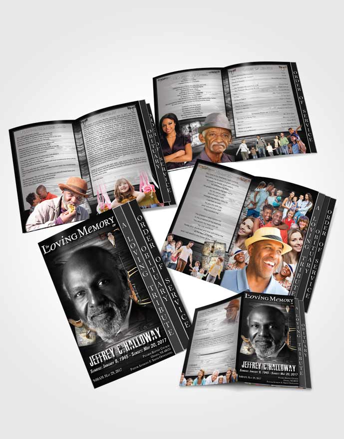 4 Page Grad Obituary Template Brochure A Hunters Catch Black and White Memories