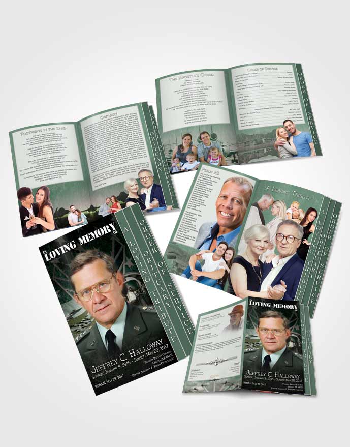 4 Page Grad Obituary Template Brochure Air Force Emerald Salute