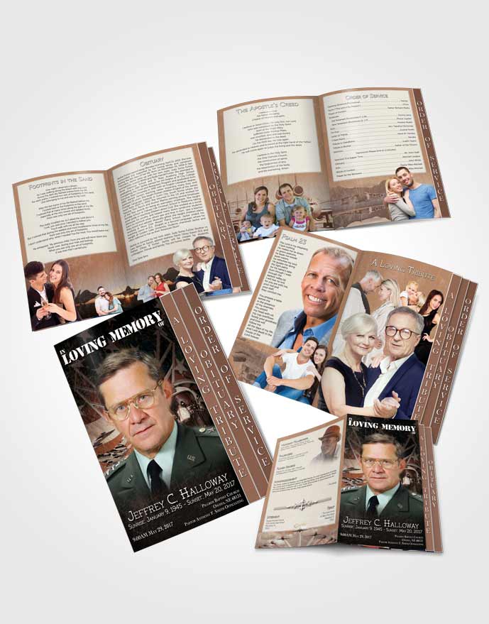 4 Page Grad Obituary Template Brochure Air Force Rustic Salute